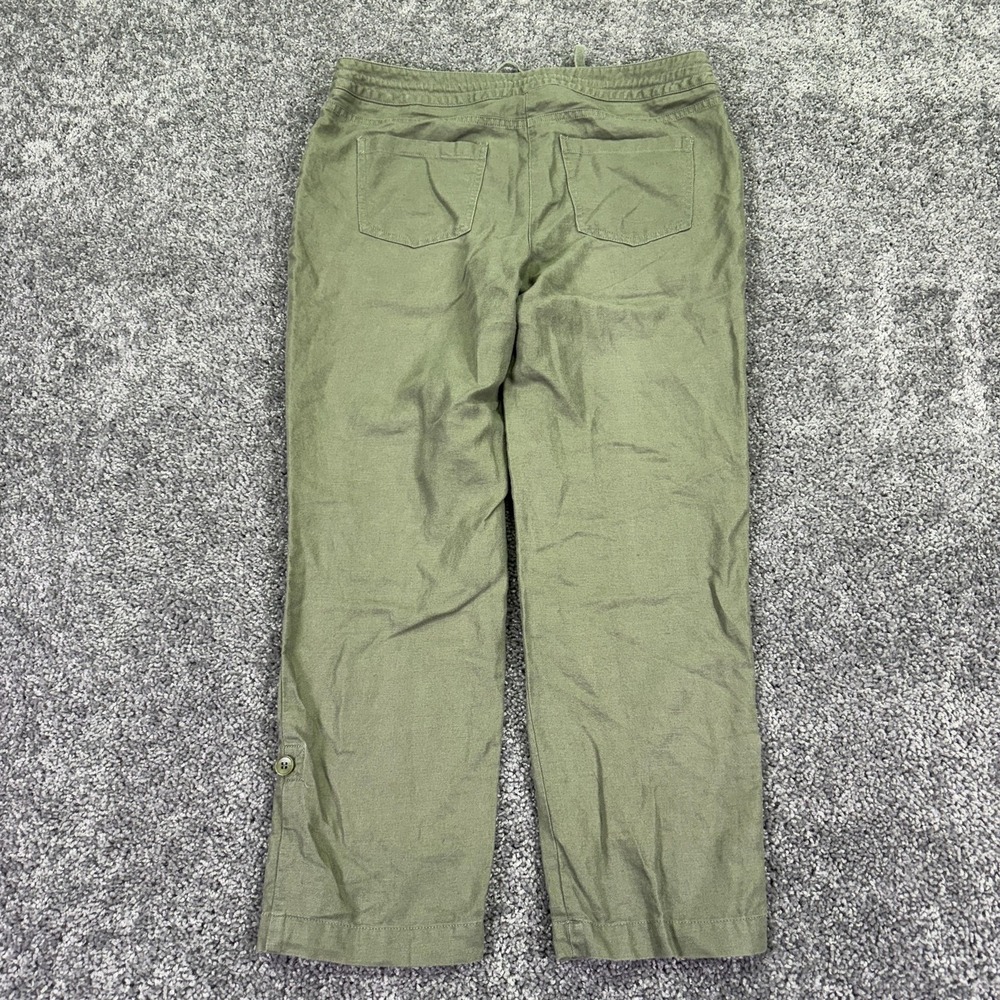 Talbots Pants Womens 8P Green Signature Chino Drawstring Casual City Pockets - Picture 2 of 8